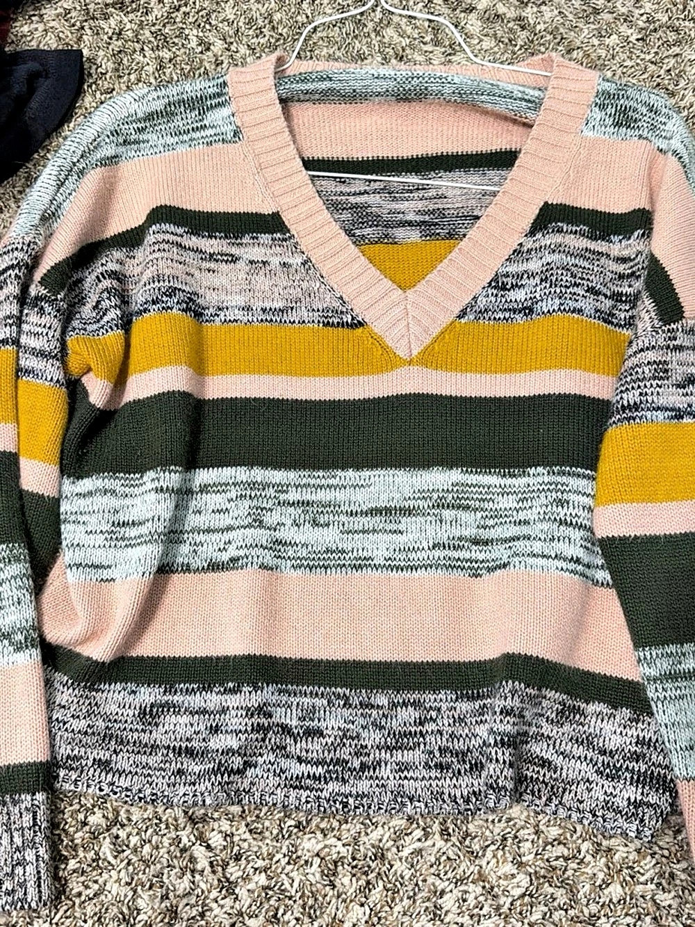 Waverly Textured Stripe Sweater Pink & Green